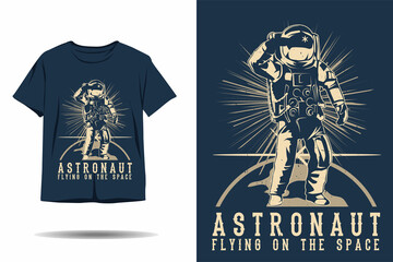 Astronaut flying on the space silhouette t shirt design
