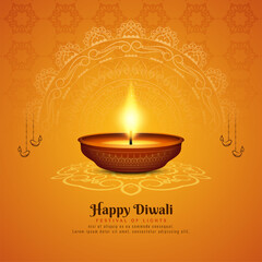 Happy Diwali traditional festival celebration background with diya