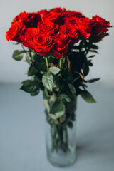 Fototapeta premium Bouquet of flowers, colorful roses on isolated background