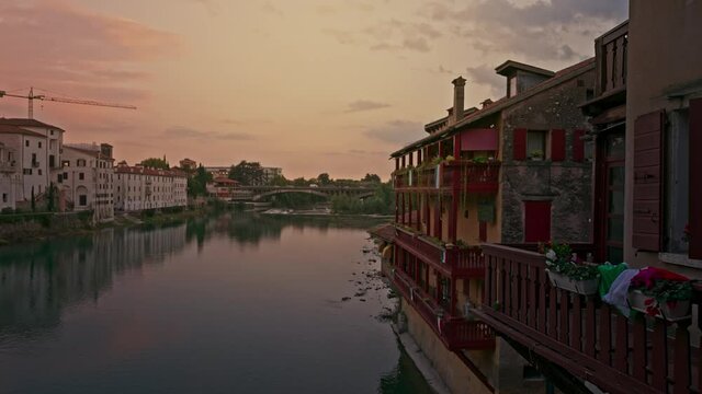 Centro Storico di Bassano del Grappa, italia.