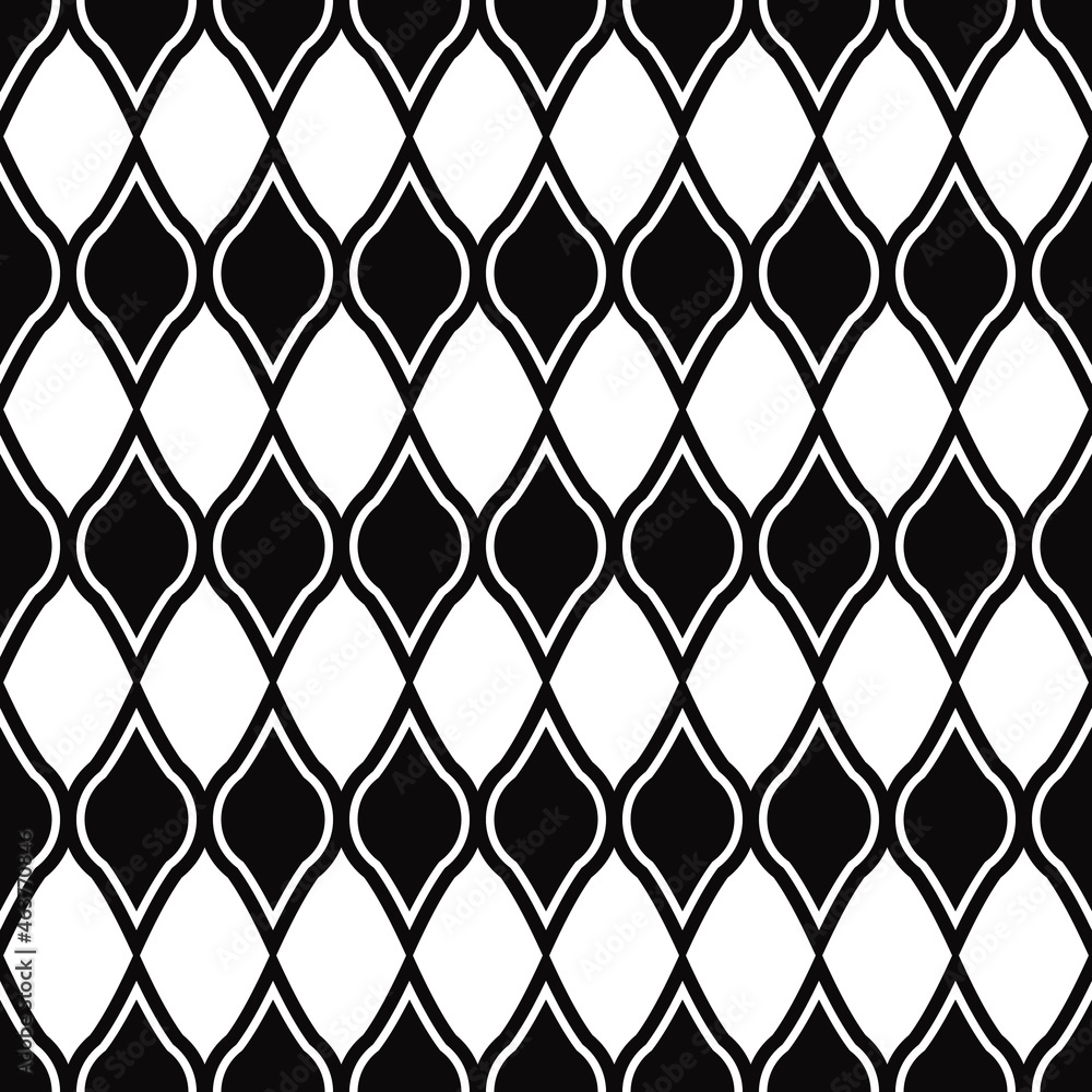 Poster Black and white cells alternate like chess cells. Vector seamless pattern.