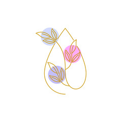 Oil Drop, Flower, linear vector logo design