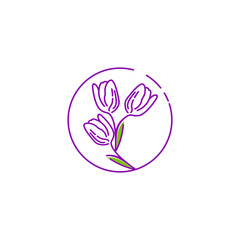Tulip, flower, bunch linear vector logo design