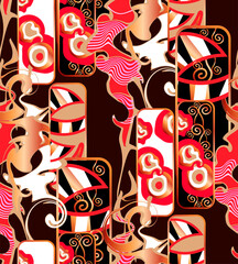 Abstract seamless pattern. Red and brown. 
