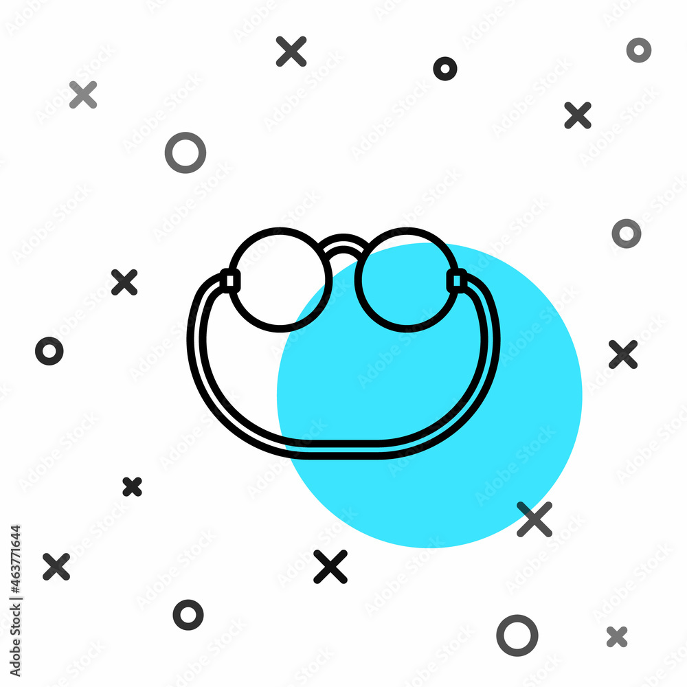 Poster black line eyeglasses icon isolated on white background. random dynamic shapes. vector