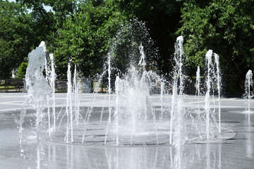 Beautiful view of fountain in park on sunny day