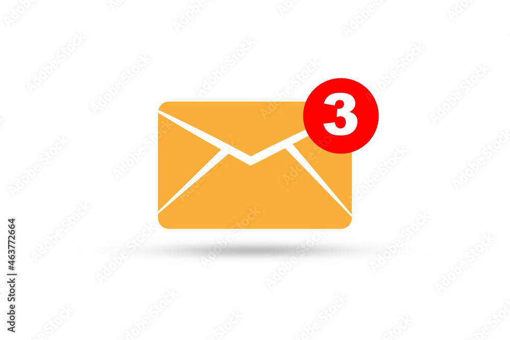 Poster isolated of yellow newsletters and notification for business e-mail on white background for business