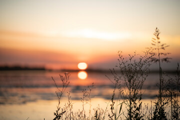 sunset over the lake