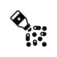 Black solid icon for medication