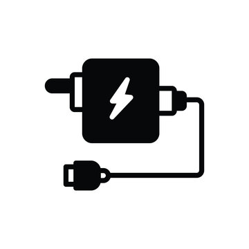 Black solid icon for adaptor