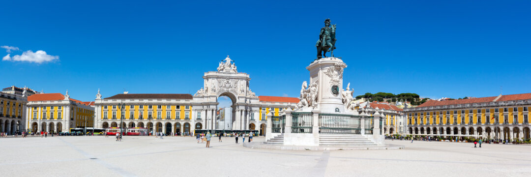 Lisbon Portugal Praca do Comercio square town city travel panorama