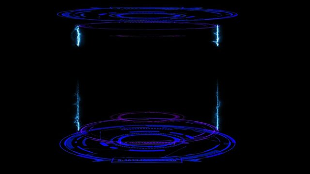 digital laboratory capsule with laser blue bolt on black screen