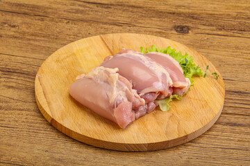 Raw chicken boneless and skinless leg
