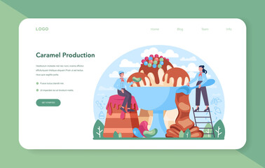 Confectionery production industry web banner or landing page. Delicious pastry