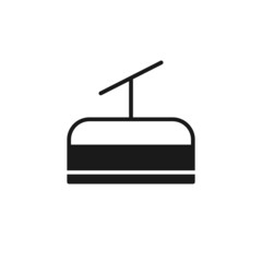 Isolated black icon of empty chair lift on white background. Silhouette of chair lift. Logo flat design. Winter mountain sport.
