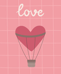 Balloon heart. Happy Valentine's Day greeting card. Vector illustration