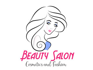 Face of pretty woman silhouette logo vector image design salon cosmetics spa massage concepts business id card sketch icon template