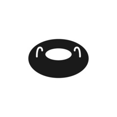 Isolated black icon of snow tubing on white background. Silhouette of snow tube. Logo flat design. Winter entertainment.