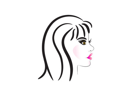 Face of pretty woman silhouette logo vector image design salon cosmetics spa massage concepts business id card sketch icon template