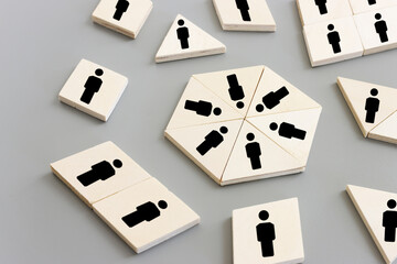 business concept image of blocks with people icons ,human resources and management concept