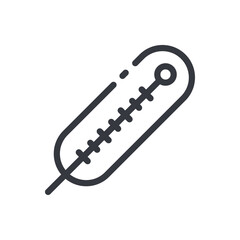 Black linear medical icon of thermometer for body temperature measurement isolated