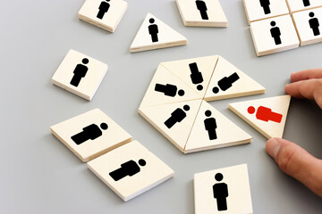 business concept image of blocks with people icons ,human resources and management concept
