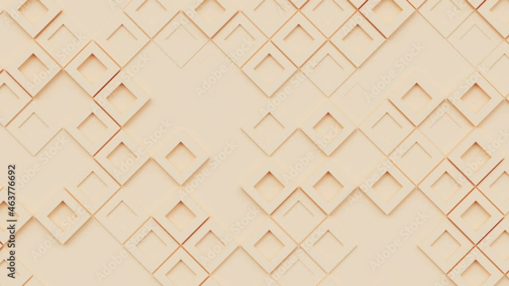 Poster geometric pattern with square shapes, seamless looping abstract animated background, moving cubes bl