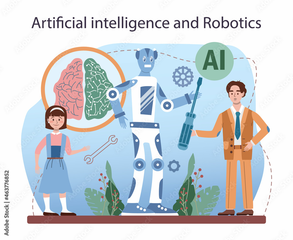 Poster it education. students learning about algorithms, ai and computers
