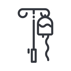 Black linear medical icon of drop counter isolated on transparent background