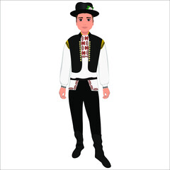 Men's folk national Czech costume. Vector illustration