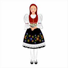 Woman in folk national Czech costume. Vector illustration
