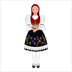 Woman in folk national Czech costume. Vector illustration