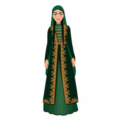 Woman in folk national Georgian costume. Vector illustration