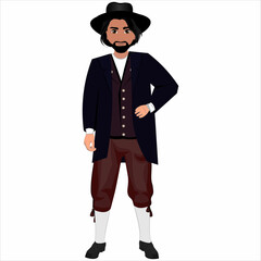 Men's folk national Italian costume. Vector illustration