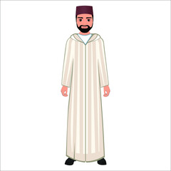 Men's folk national Moroccan costume. Vector illustration