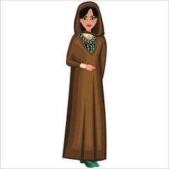 Woman in folk national Moroccan costume. Vector illustration
