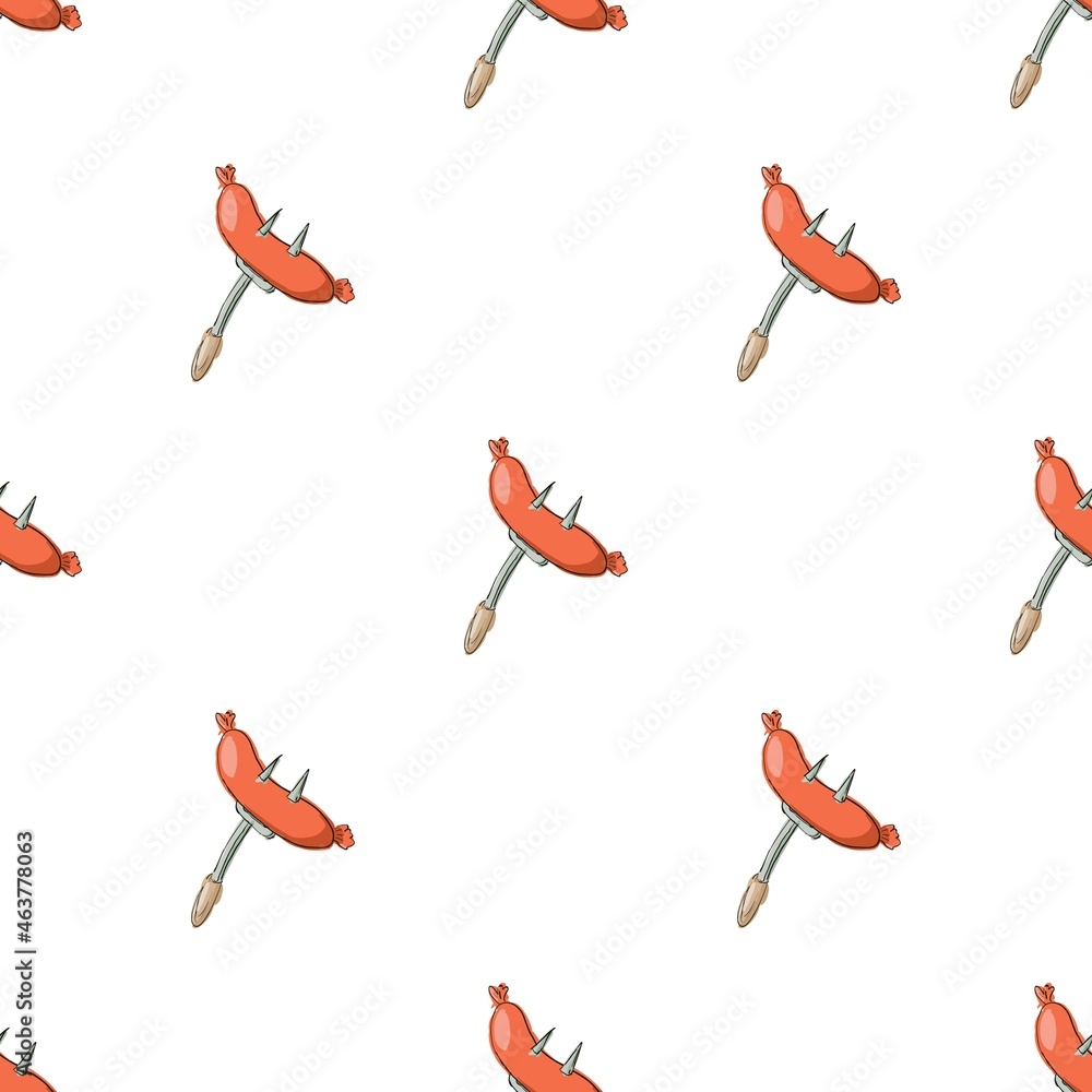Poster sausage on a fork pattern seamless background texture repeat wallpaper geometric vector