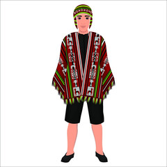 Men's folk national Peruvian costume. Vector illustration