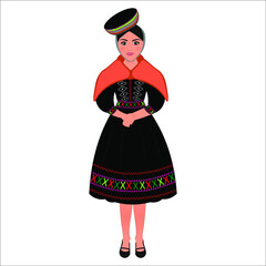 Woman in folk national Peruvian costume. Vector illustration