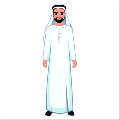 Men's folk national Emirates costume. Vector illustration