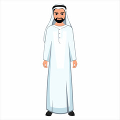 Men's folk national Emirates costume. Vector illustration