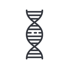 Black linear icon of a genetic dna code isolated on transparent background.