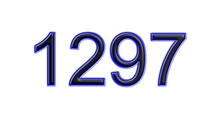 blue 1297 number 3d effect white background