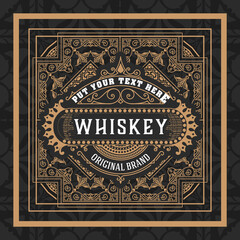Whiskey label with old frames