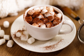 Hot chocolate with marsmallow candies