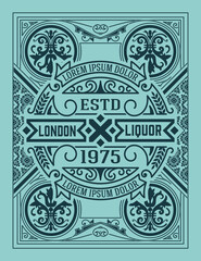 Whiskey label with old frames