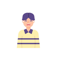 illustration of the expression of a man who cries because he is sad. shed tears. facial expression. flat cartoon style. vector design