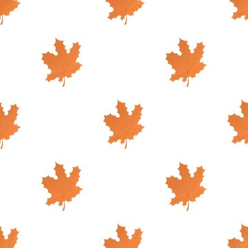 Orange maple leaf pattern seamless background texture repeat wallpaper geometric vector