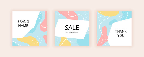 Set of Editable abstract square banner template.