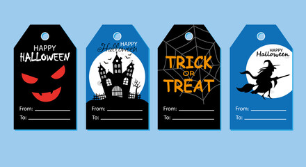 halloween label collection in flat design
